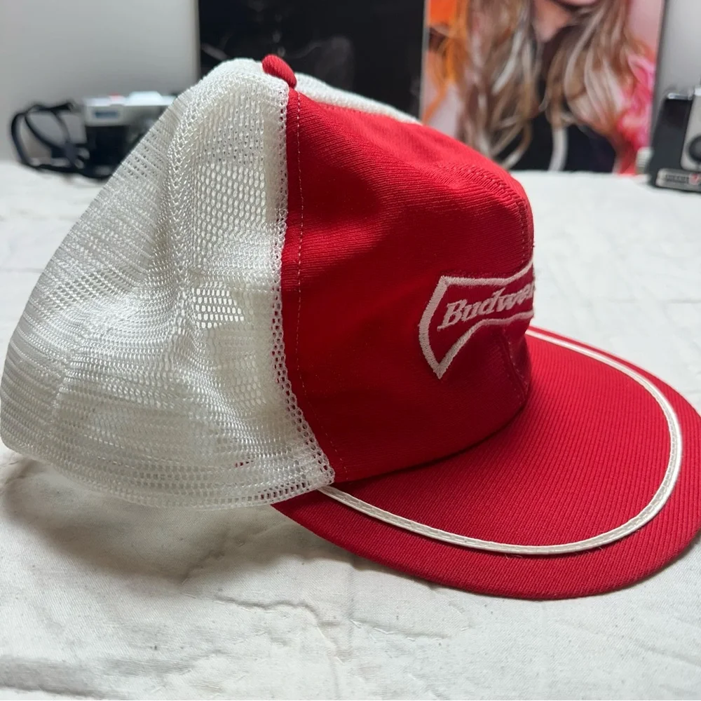 Vintage Budweiser Trucker Hat | Made USA · Mesh Snapback · Beer Promo Cap